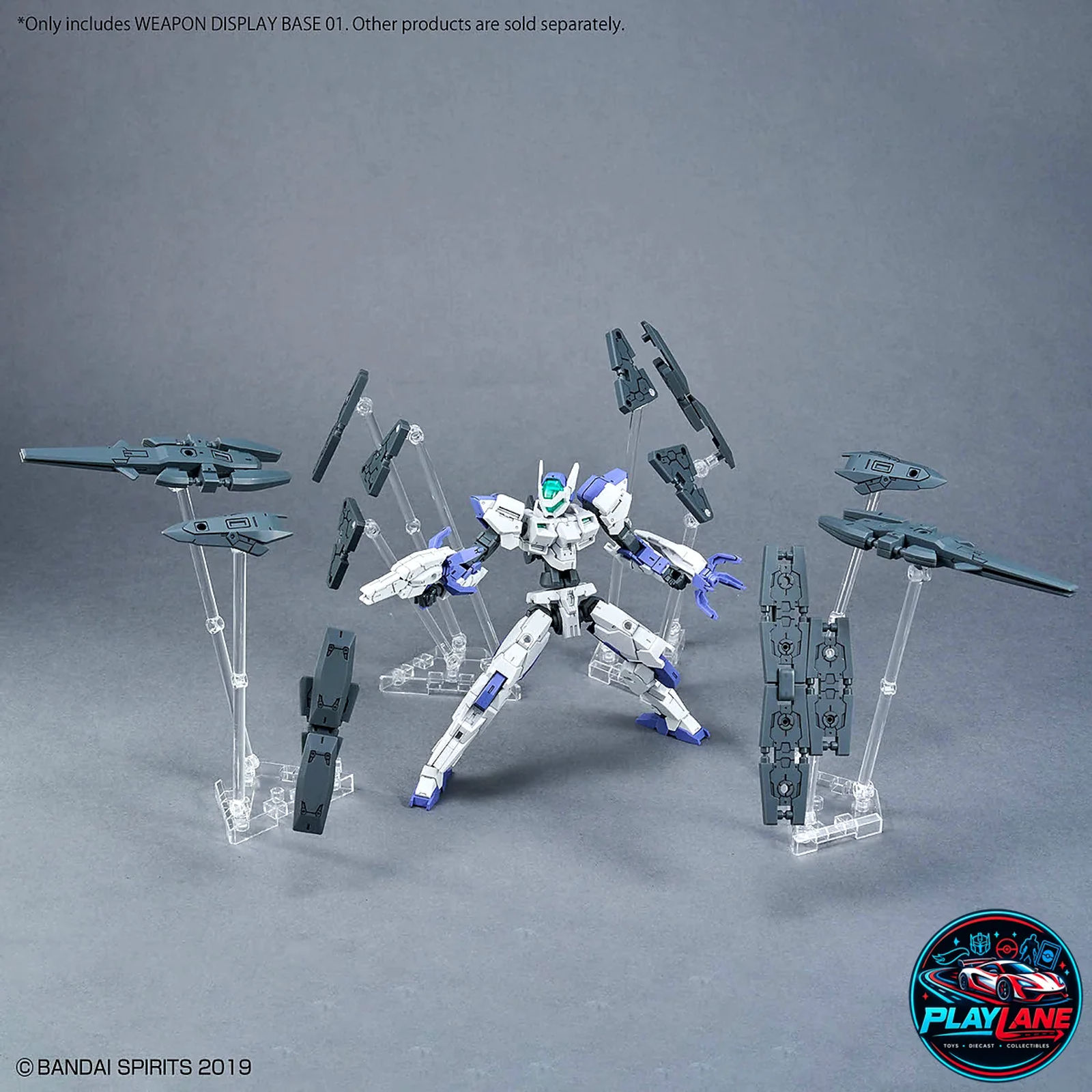Bandai Spirits: Weapon Display Base 01 Clear Support Stand System (Compatible with 1/144 Gunpla, HG, RG, 30MM, 30MS, & Action Base) - Main View 5