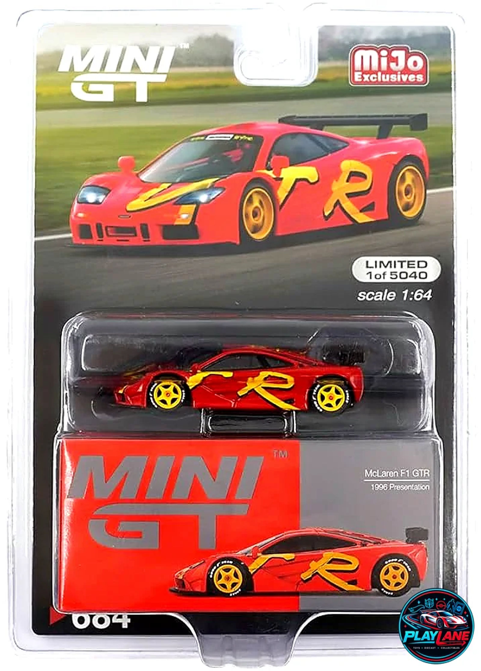 MINI GT 1:64 McLaren F1 GTR 1996 Presentation (#684) Limited Edition Die-Cast Model Car in Protective Blister Card Packaging - Main View 1