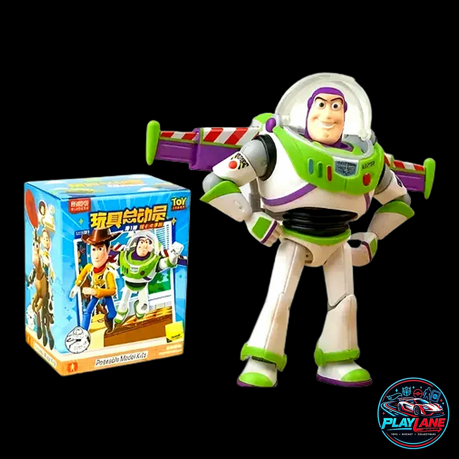 Blokees Disney Pixar Toy Story: Elite Version 01 (EV-01 Friendship Quest) Buzz Lightyear Verified Character Pack - Articulated Snap-Fit Model Kit Action Figure with Deployable Wings & Display Stand - Main View 1